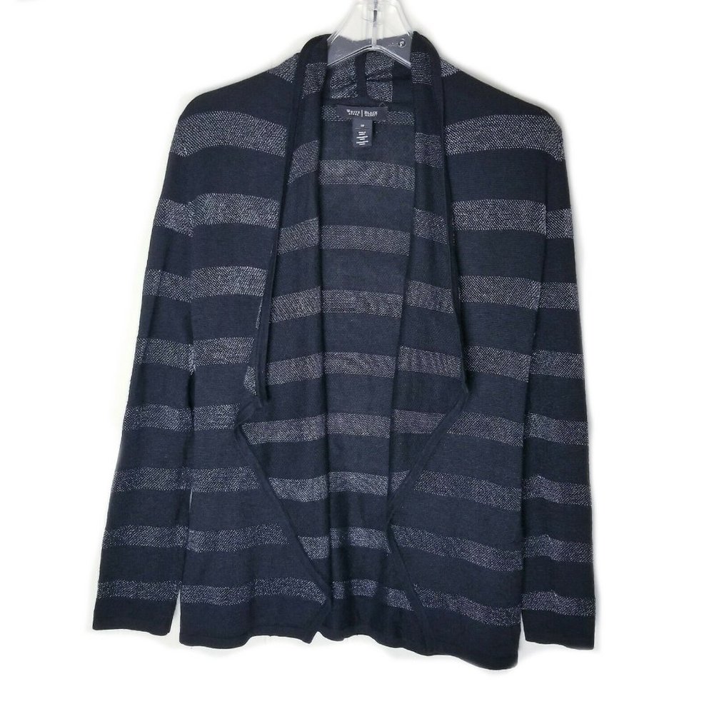 White House Black Market Cardigan Women Size XS Shimmer Stripe Open Front - Picture 2 of 11